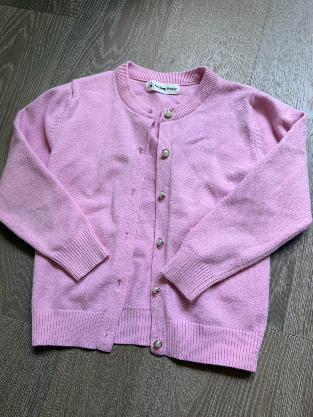 Girls' Pink Pearl-Button Cardigan Sweater